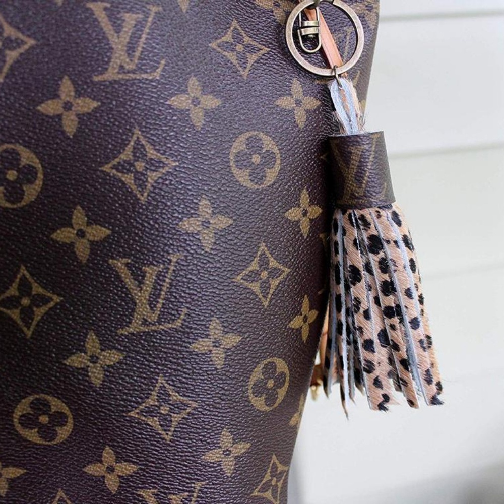 Vintage leather tassel purse charm